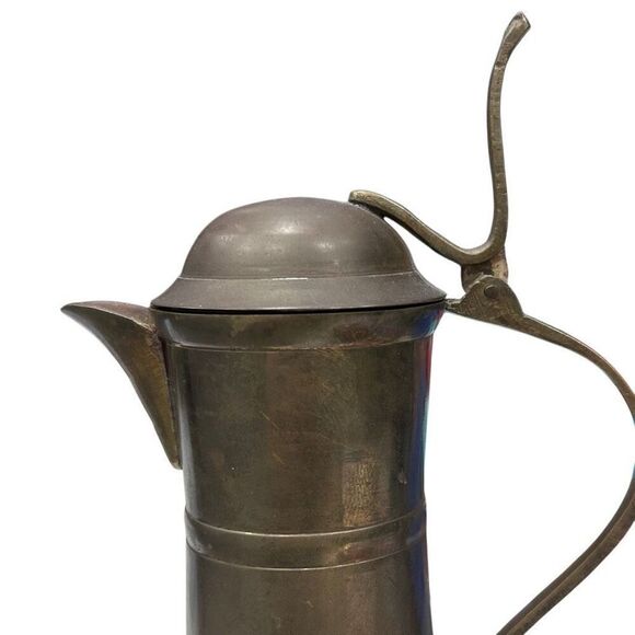 Antique Vintage Brass Pitcher 8” Lidded Made In India Metalware - Picture 9 of 15